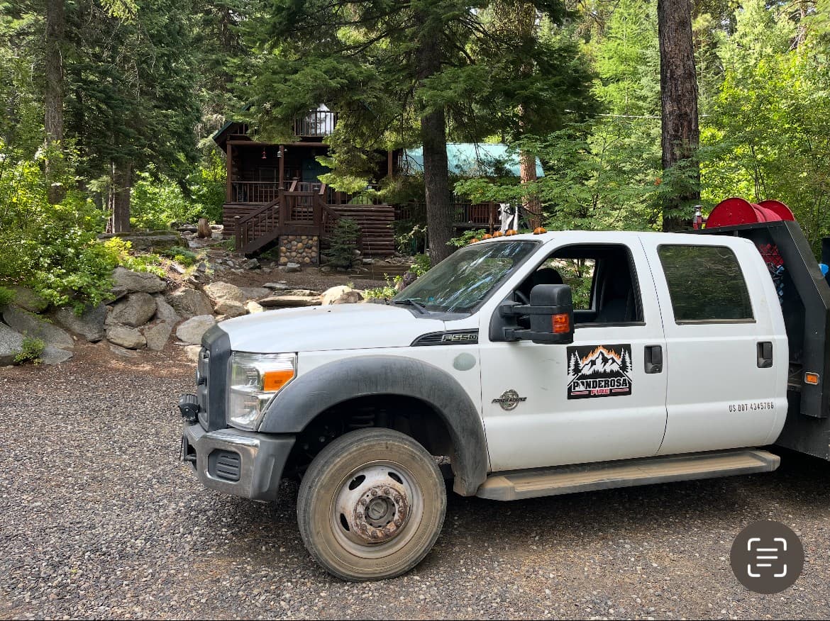 Ponderosa Fire truck on assignment in the Idaho forest